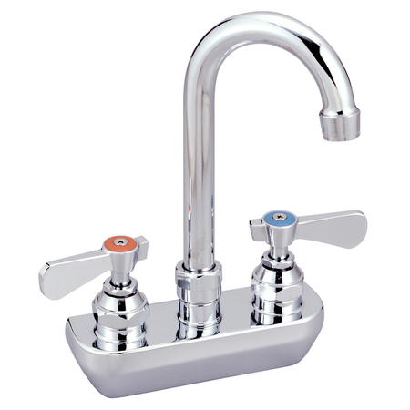 BK RESOURCES Optiflow Cast Body Faucet, 3" Gooseneck Spout, 4" O.C. Splash Mount BKF-4SM-3G-G